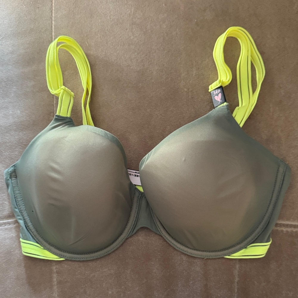 Victoria's Secret Olive and Neon Yellow Bra